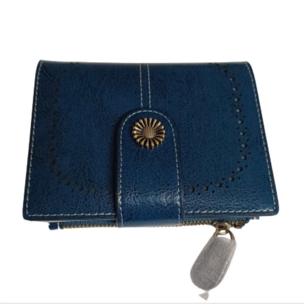 SEAMMER Teal Blue Green Bifold Leather Wallet Coin Purse New inside Gift Box - Picture 3 of 12